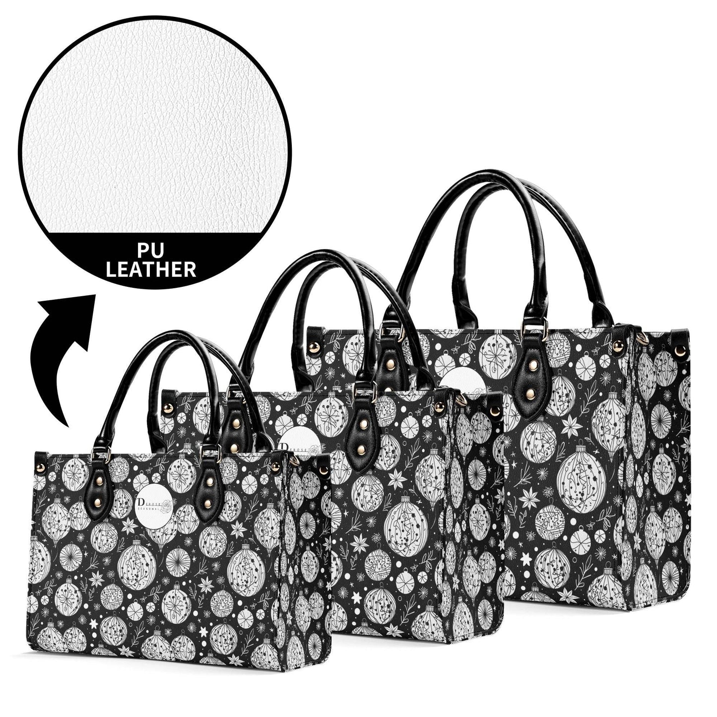 Black and White Ornament Luxury Women Leather Handbag - DeRose Seasonal