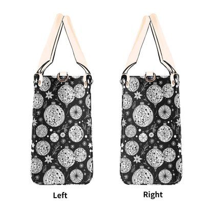 Black and White Ornament Luxury Women Leather Handbag - DeRose Seasonal
