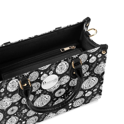 Black and White Ornament Luxury Women Leather Handbag - DeRose Seasonal