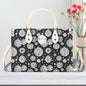 Black and White Ornament Luxury Women Leather Handbag - DeRose Seasonal