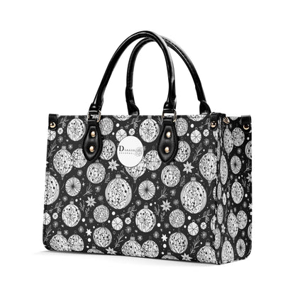 Black and White Ornament Luxury Women Leather Handbag - DeRose Seasonal