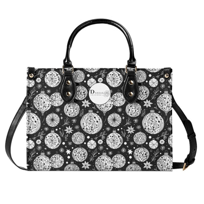 Black and White Ornament Luxury Women Leather Handbag - DeRose Seasonal