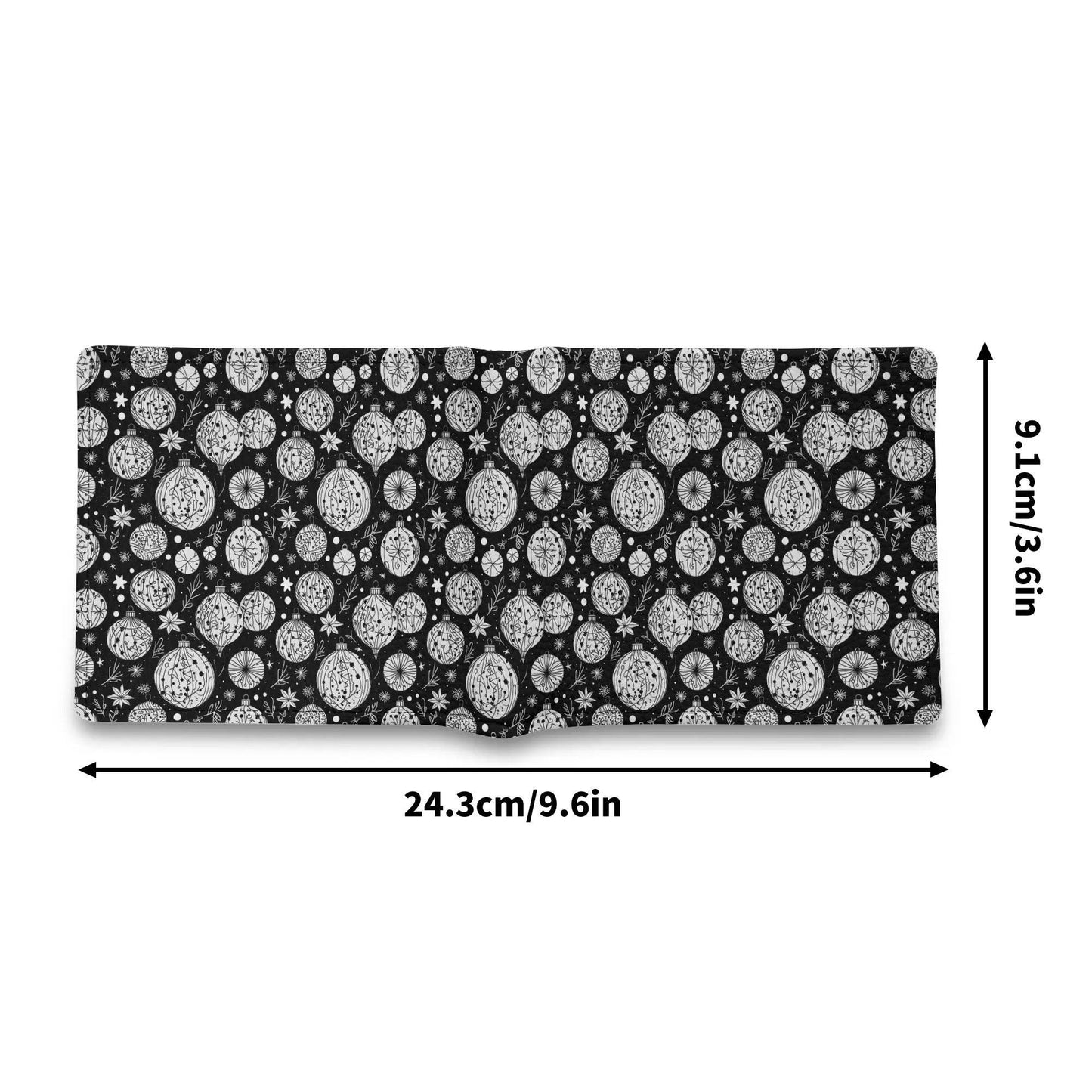 Black and White Ornament Men's Minimalist Leather Folded Wallet - DeRose Seasonal