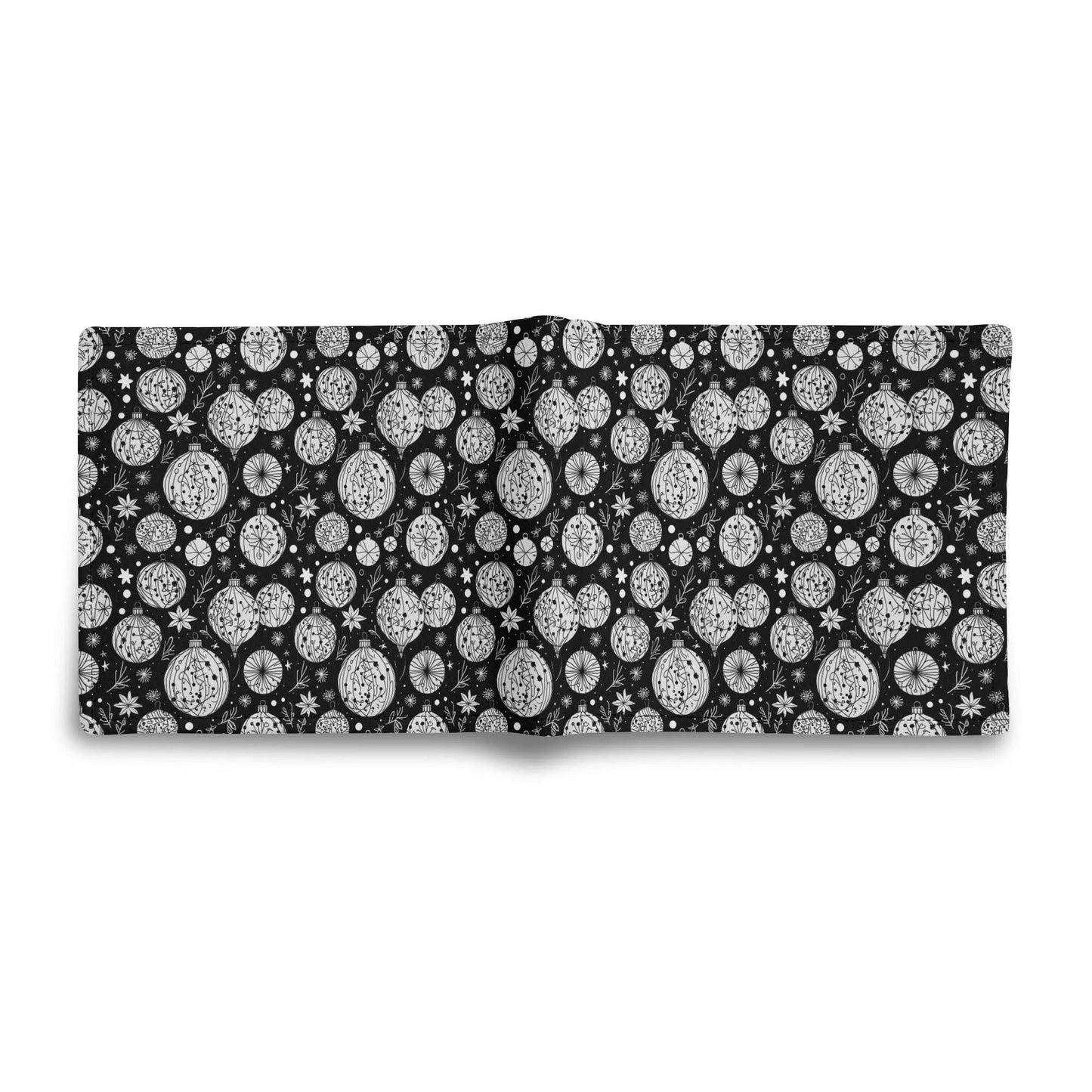Black and White Ornament Men's Minimalist Leather Folded Wallet - DeRose Seasonal