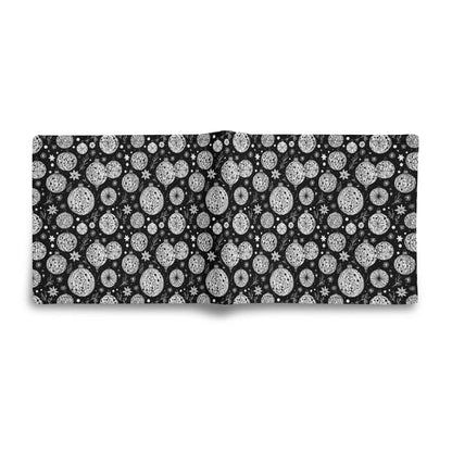 Black and White Ornament Men's Minimalist Leather Folded Wallet - DeRose Seasonal