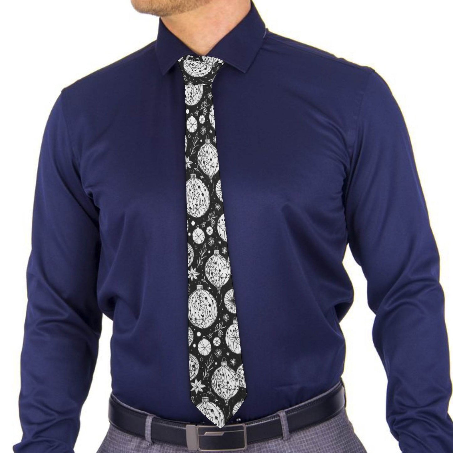 Black and White Ornament Necktie - DeRose Seasonal