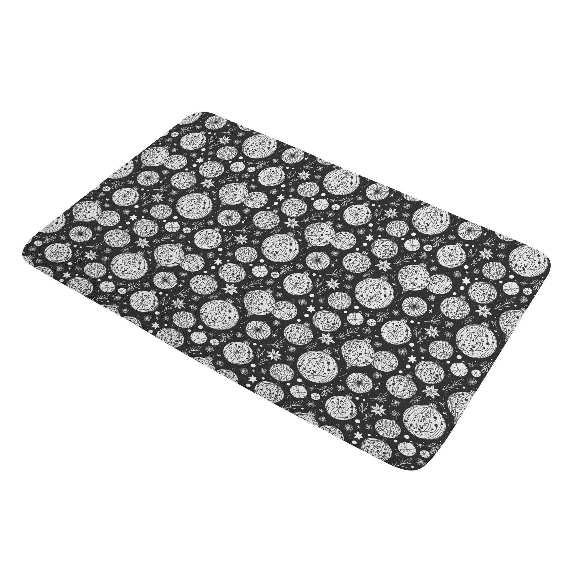 Black and White Ornament Plush Indoor Doormat - DeRose Seasonal