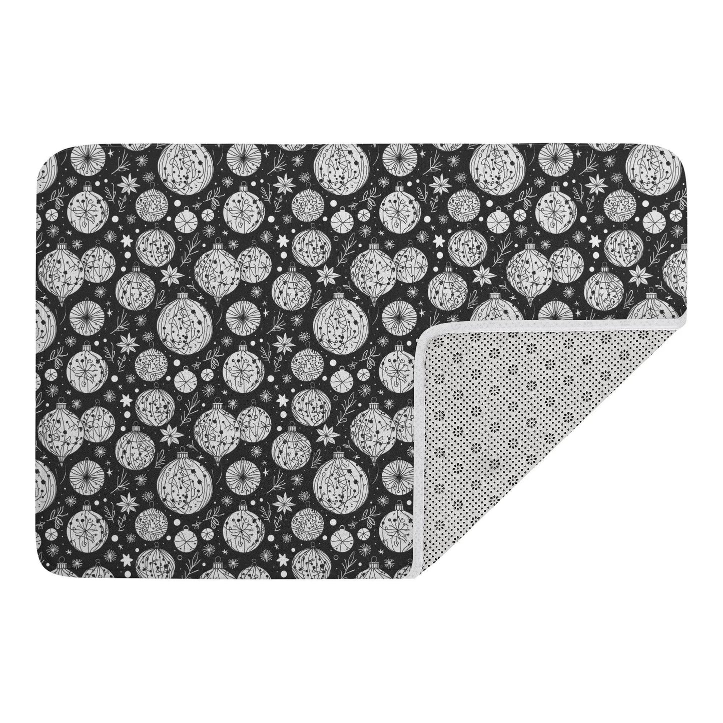 Black and White Ornament Plush Indoor Doormat - DeRose Seasonal