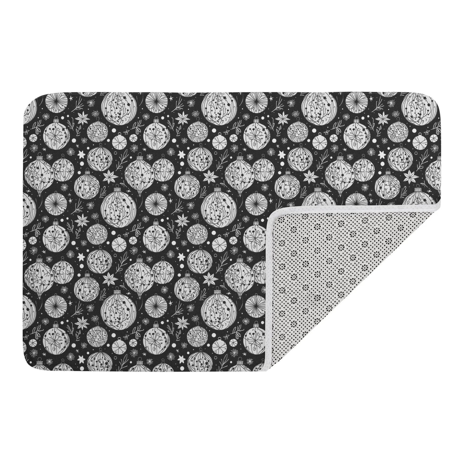 Black and White Ornament Plush Indoor Doormat - DeRose Seasonal