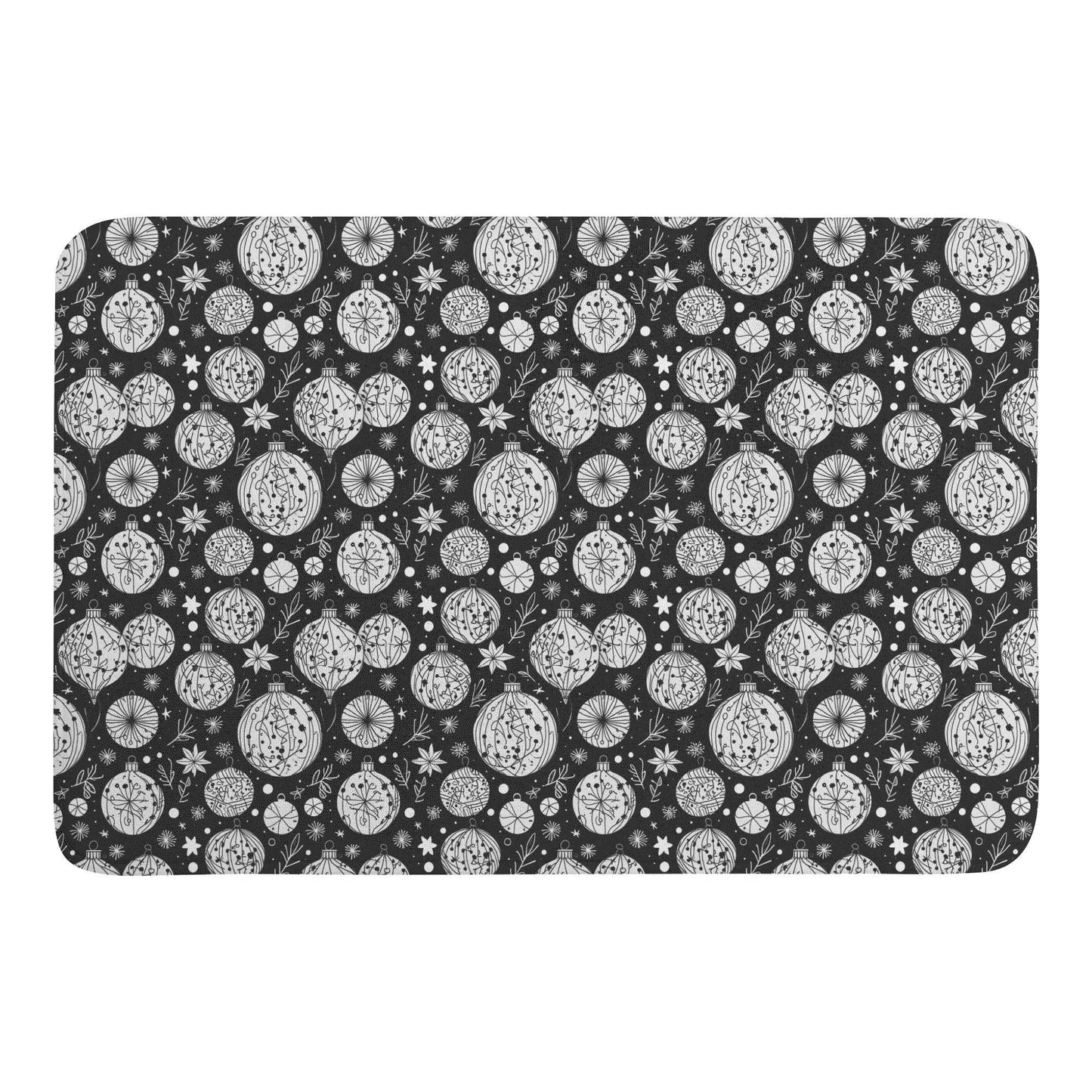 Black and White Ornament Plush Indoor Doormat - DeRose Seasonal