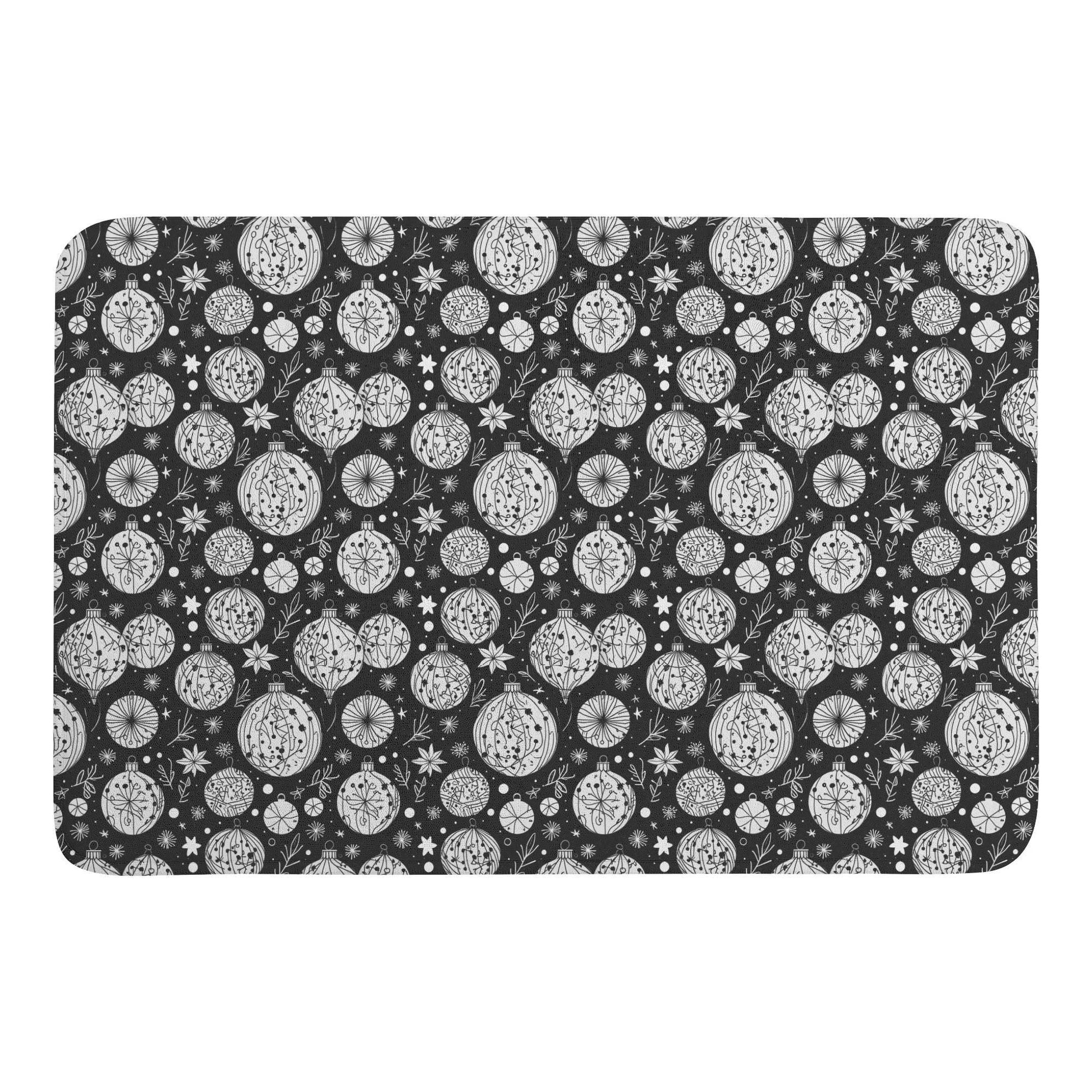 Black and White Ornament Plush Indoor Doormat - DeRose Seasonal