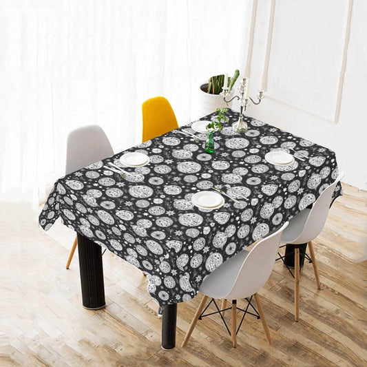 Black and White Ornament Polyester Tablecloth Polyester Tablecloth 70"x 52" DeRose Seasonal