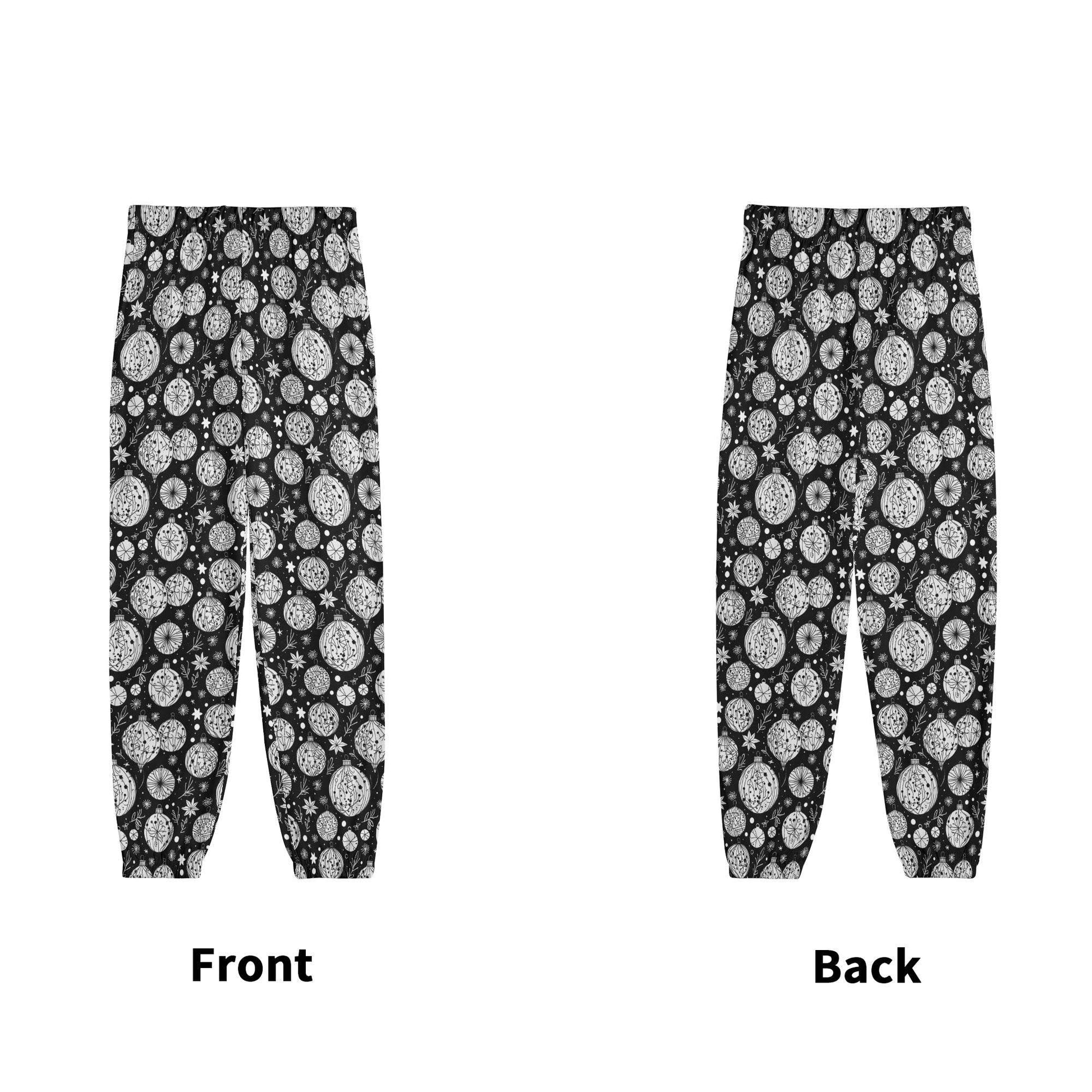 Black and White Ornament Unisex Adult Long Pants - DeRose Seasonal
