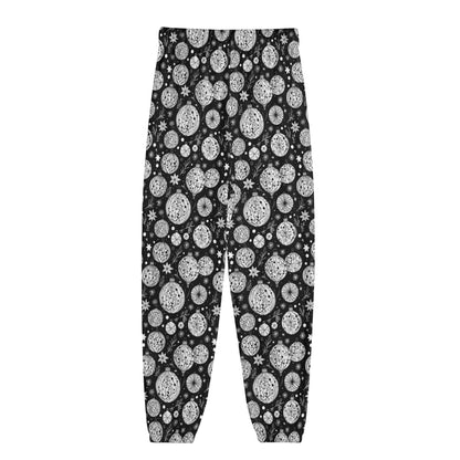 Black and White Ornament Unisex Adult Long Pants - DeRose Seasonal