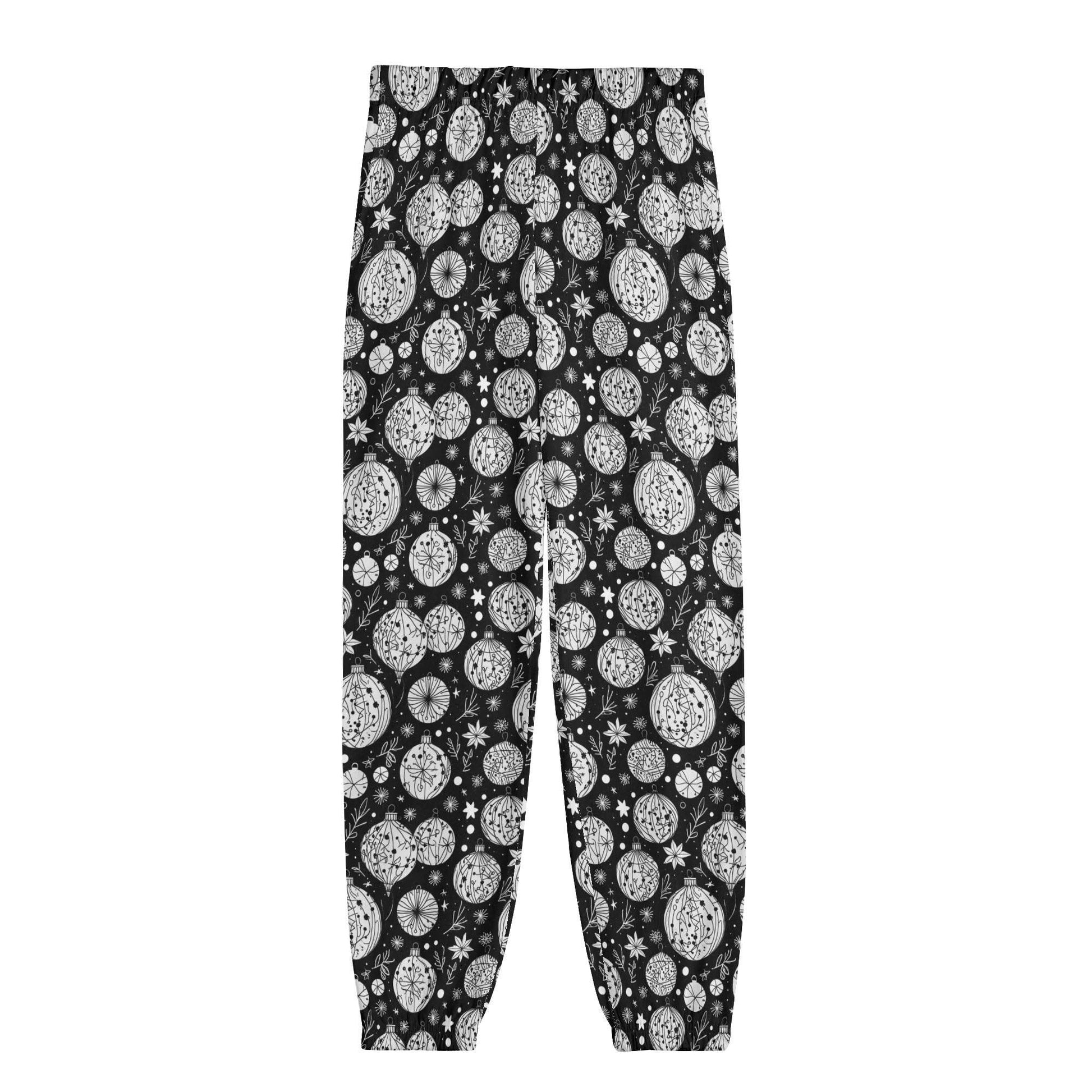 Black and White Ornament Unisex Adult Long Pants - DeRose Seasonal
