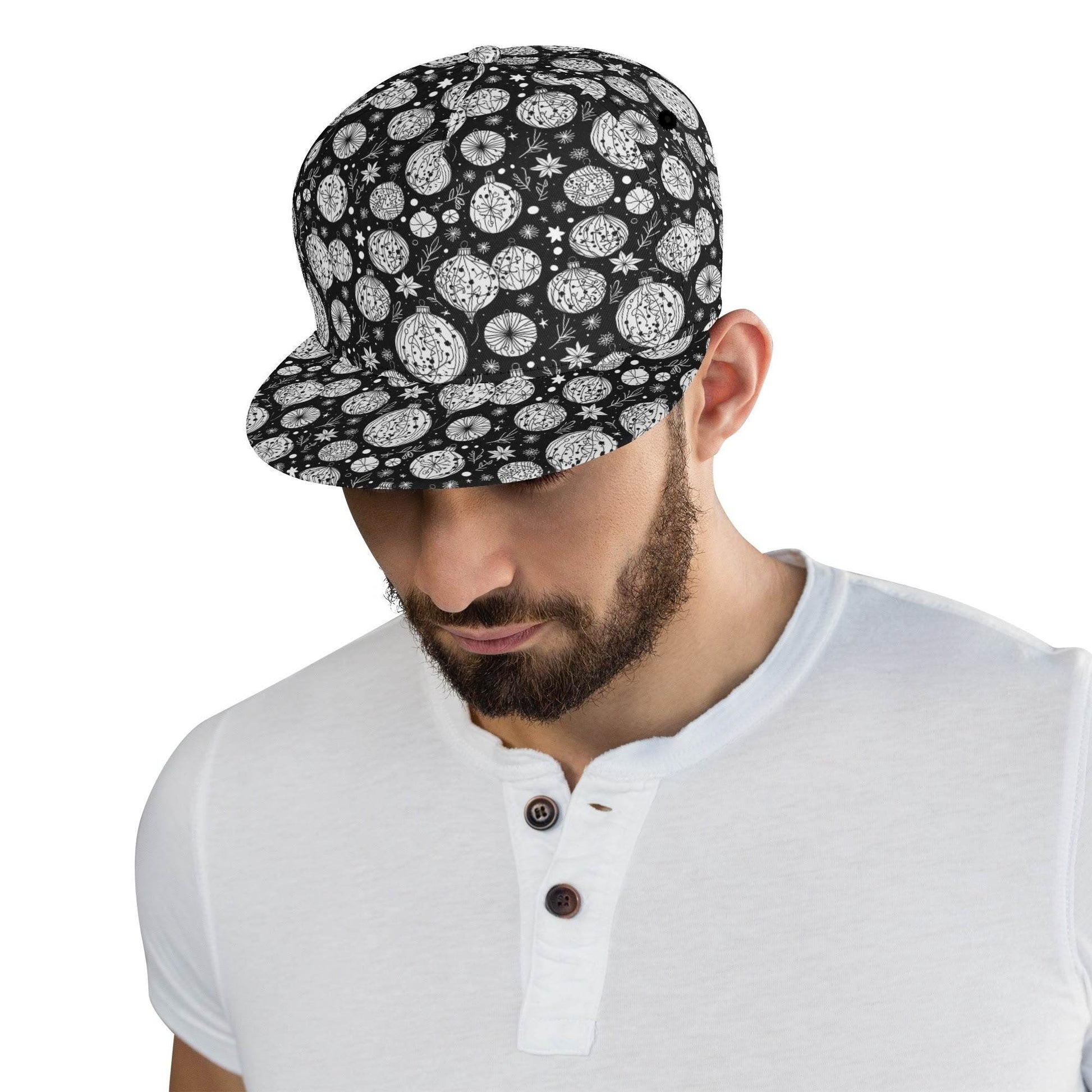 Black and White Ornament Unisex Classic Snapbacks - DeRose Seasonal