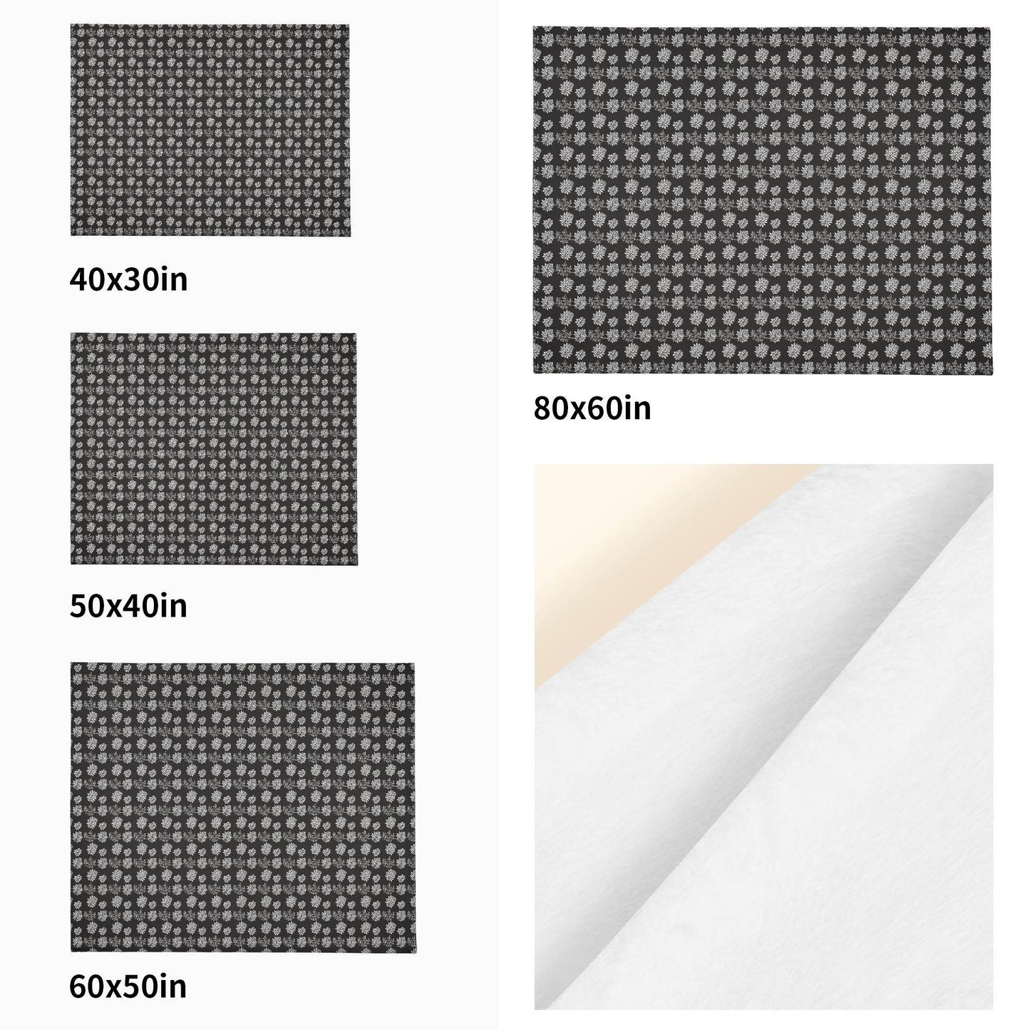 Black and White Pine Flannel Breathable Blanket 4 Sizes - DeRose Seasonal
