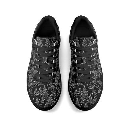 Black and White Trees Adult Lightweight Brand Low Top Leather Shoes - DeRose Seasonal