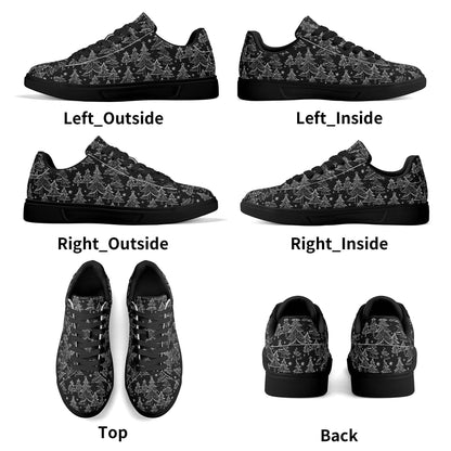 Black and White Trees Adult Lightweight Brand Low Top Leather Shoes - DeRose Seasonal