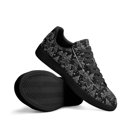 Black and White Trees Adult Lightweight Brand Low Top Leather Shoes - DeRose Seasonal