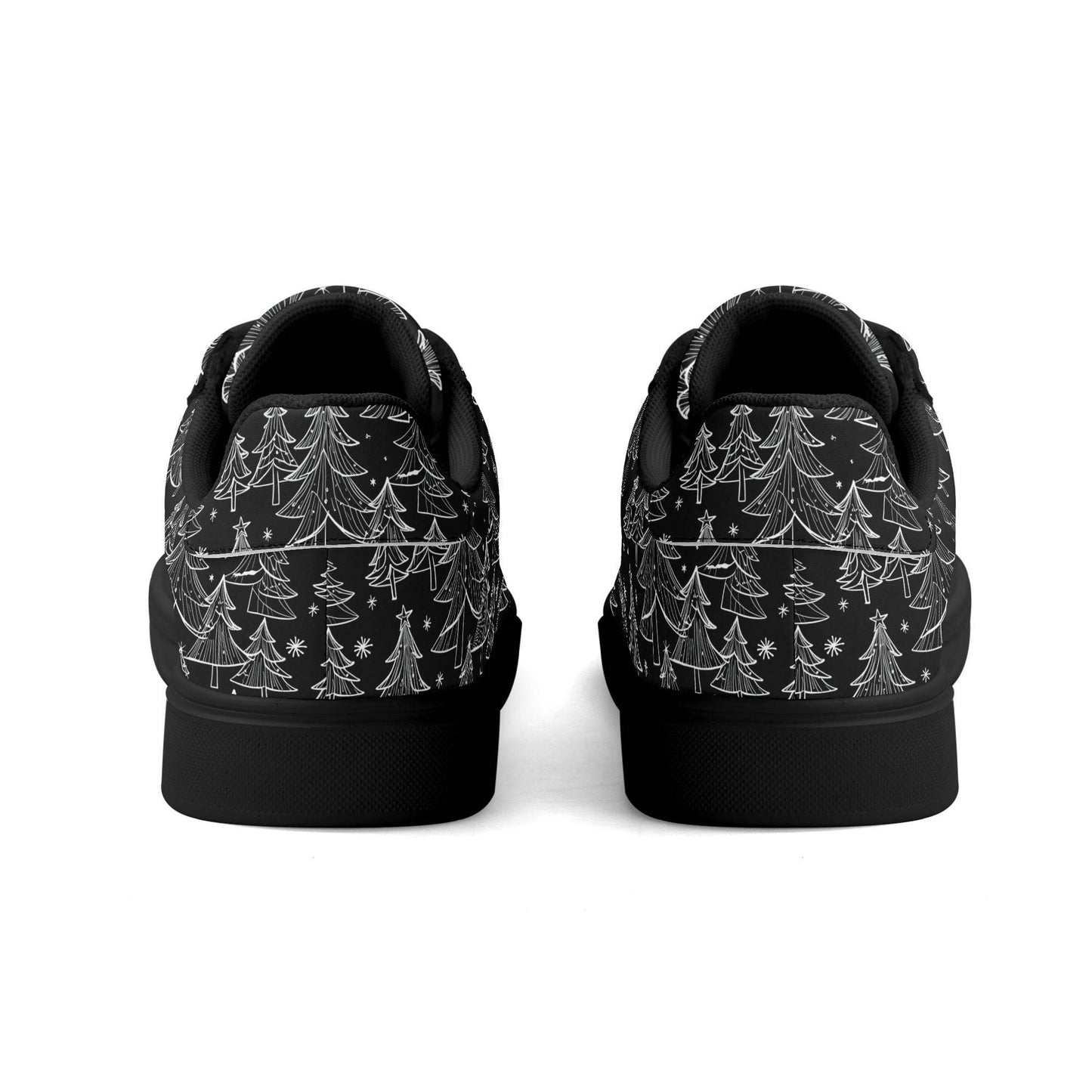 Black and White Trees Adult Lightweight Brand Low Top Leather Shoes - DeRose Seasonal