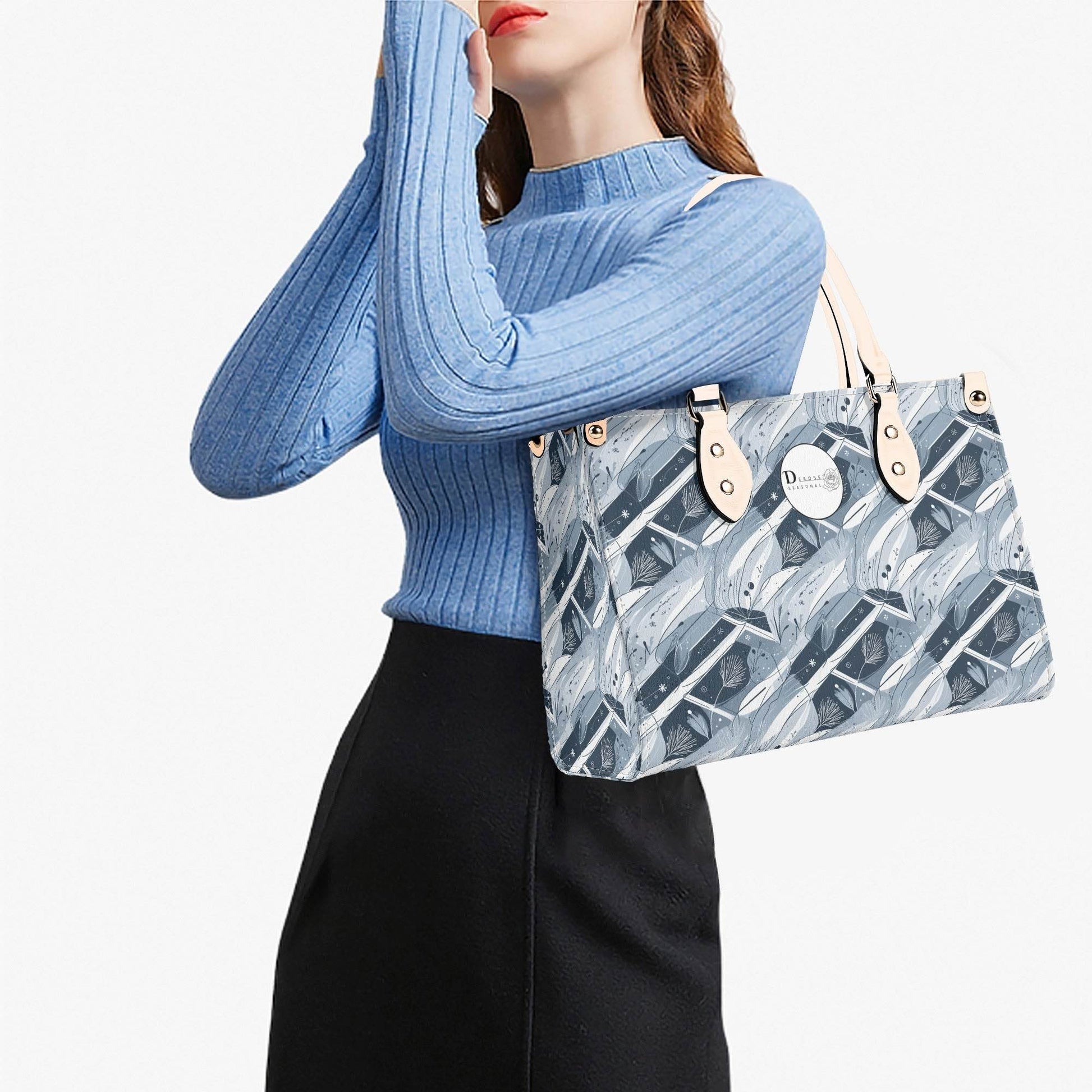 Blue Wind Luxury Women Leather Handbag (3 sizes) - DeRose Seasonal