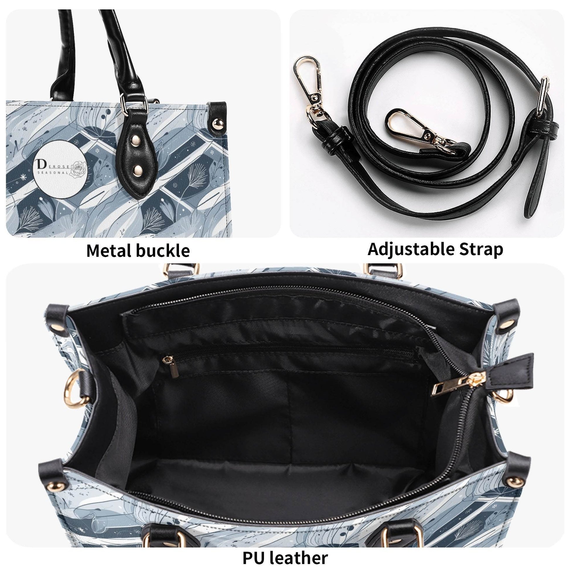 Blue Wind Luxury Women Leather Handbag (3 sizes) - DeRose Seasonal