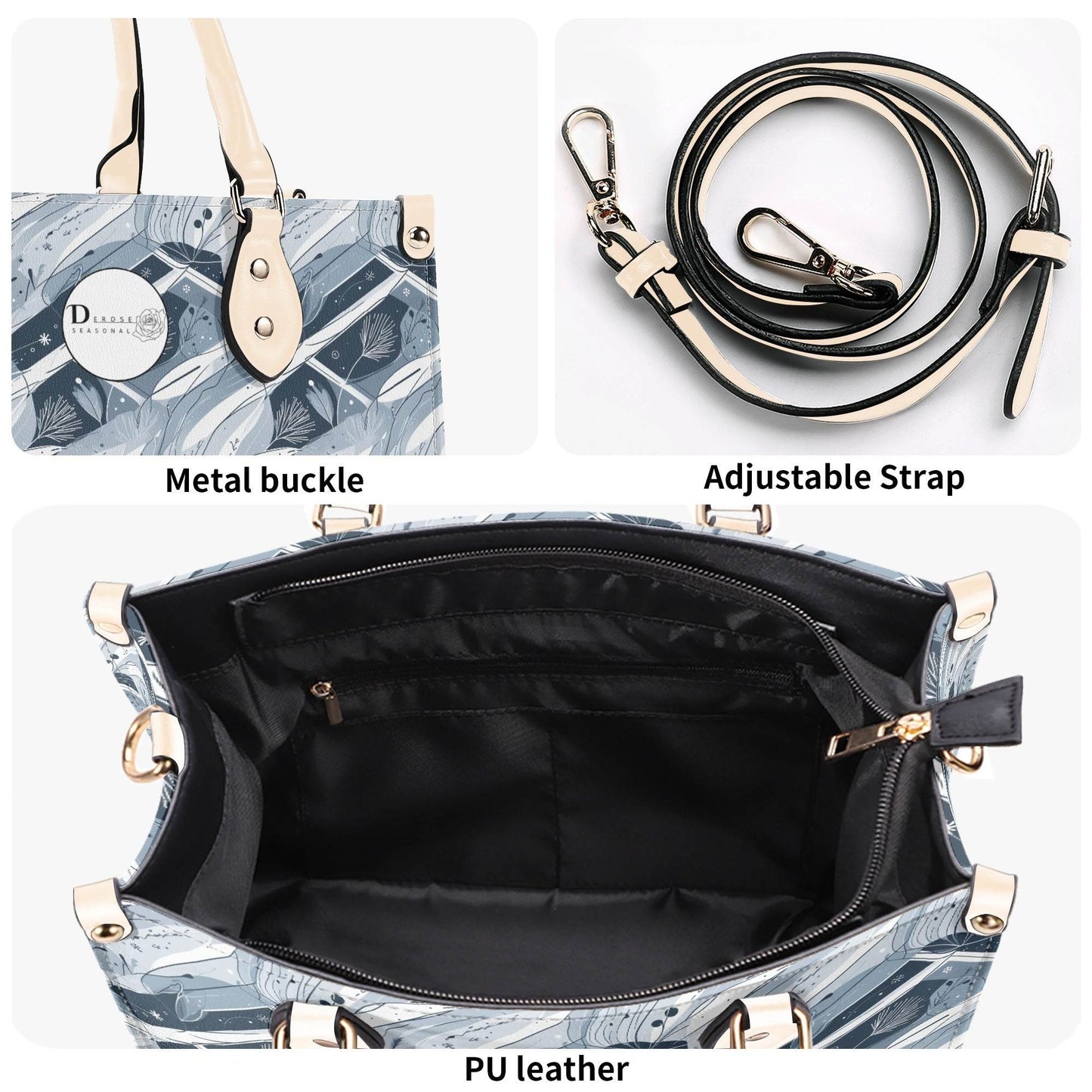 Blue Wind Luxury Women Leather Handbag (3 sizes) - DeRose Seasonal