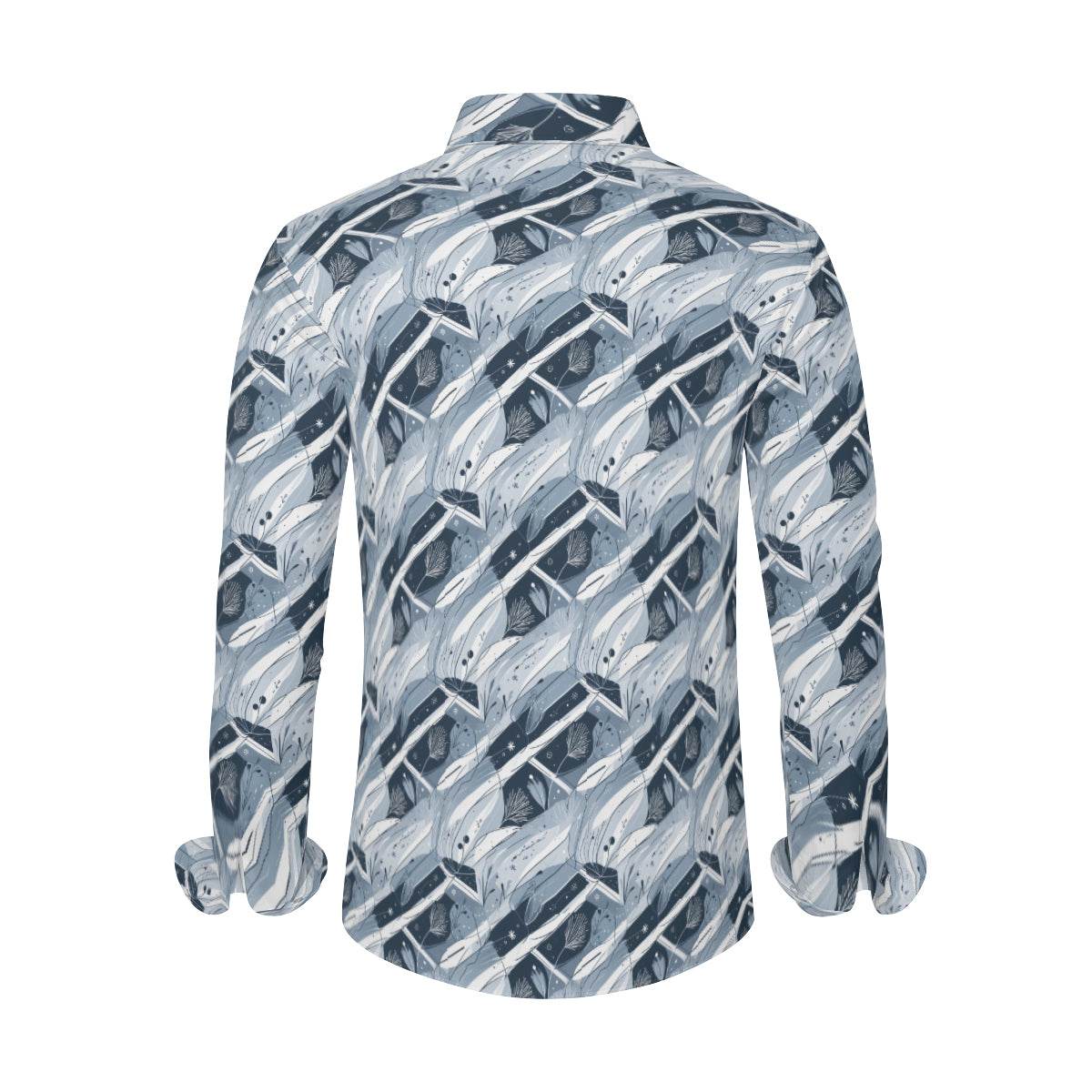 Blue Wind Men's Classic Long-Sleeved Button up Polyester Dress Shirt - DeRose Seasonal
