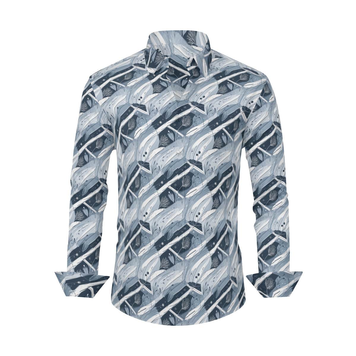 Blue Wind Men's Classic Long-Sleeved Button up Polyester Dress Shirt - DeRose Seasonal