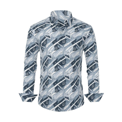 Blue Wind Men's Classic Long-Sleeved Button up Polyester Dress Shirt - DeRose Seasonal