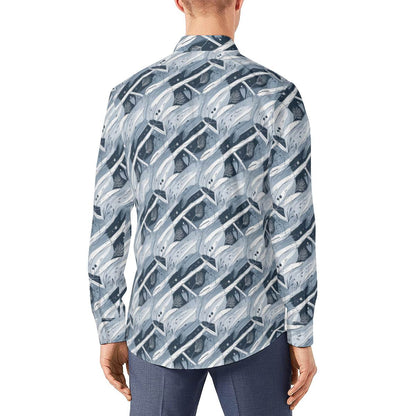Blue Wind Men's Classic Long-Sleeved Button up Polyester Dress Shirt - DeRose Seasonal