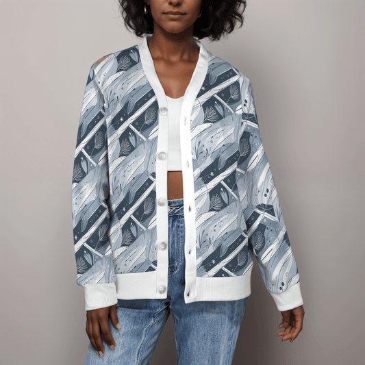 Blue Wind Women's Cardigan Button Sweater Custom Women's Cardigan - DeRose Seasonal