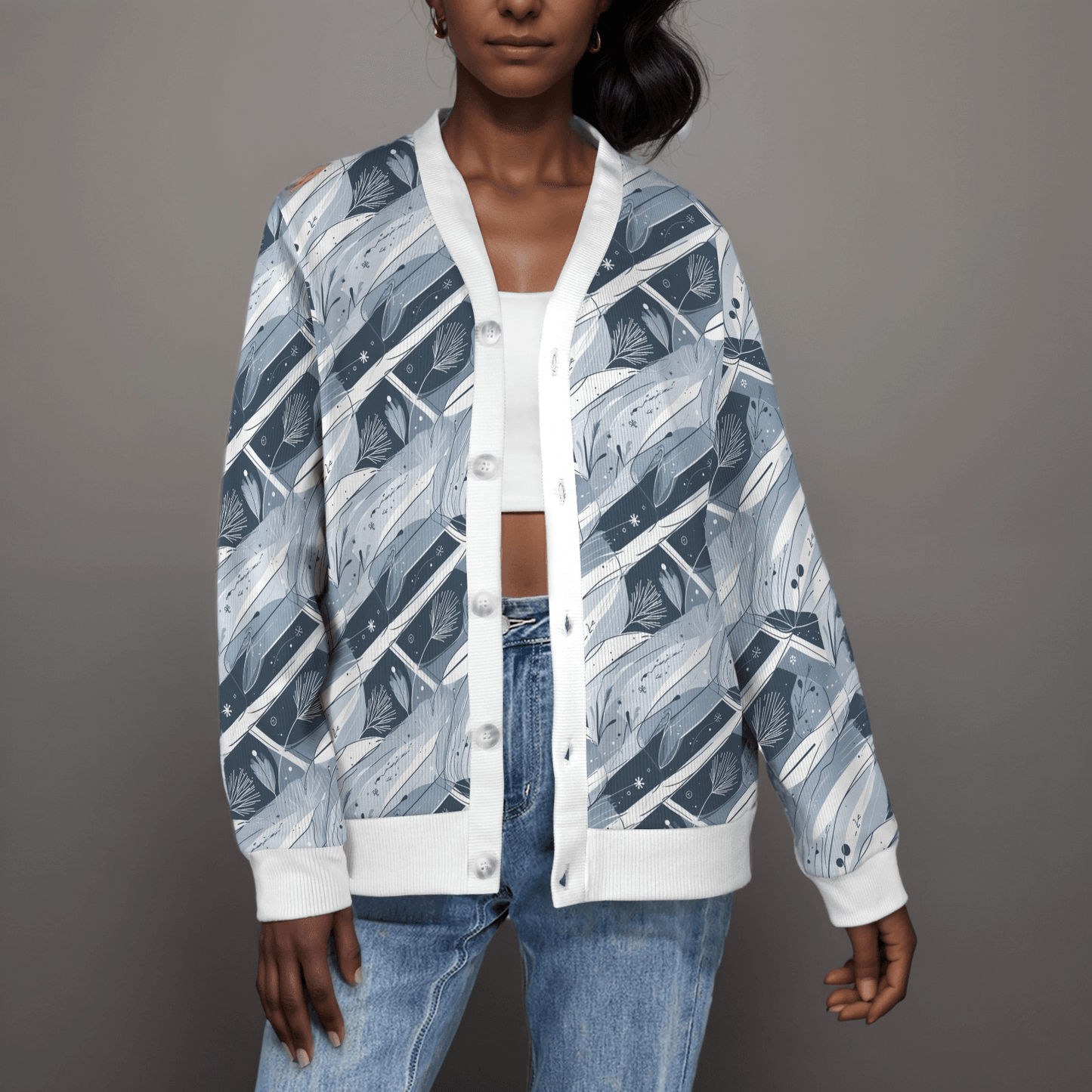 Blue Wind Women's Cardigan Button Sweater Custom Women's Cardigan - DeRose Seasonal