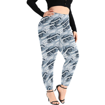 Blue Wind Women's Plus Size High Waited Leggings Women's High Waist Leggings(Plus Size)(ModelL45) - DeRose Seasonal