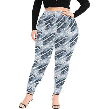 Blue Wind Women's Plus Size High Waited Leggings Women's High Waist Leggings(Plus Size)(ModelL45) - DeRose Seasonal