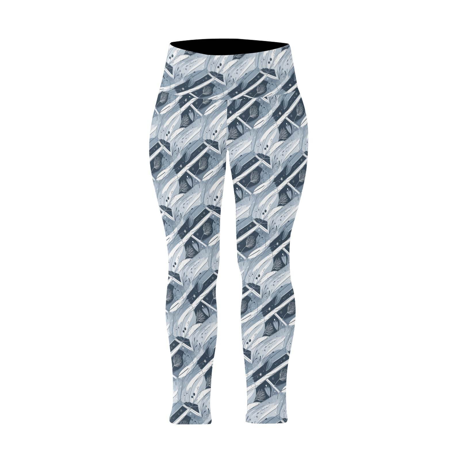 Blue Wind Women's Plus Size High Waited Leggings Women's High Waist Leggings(Plus Size)(ModelL45) - DeRose Seasonal
