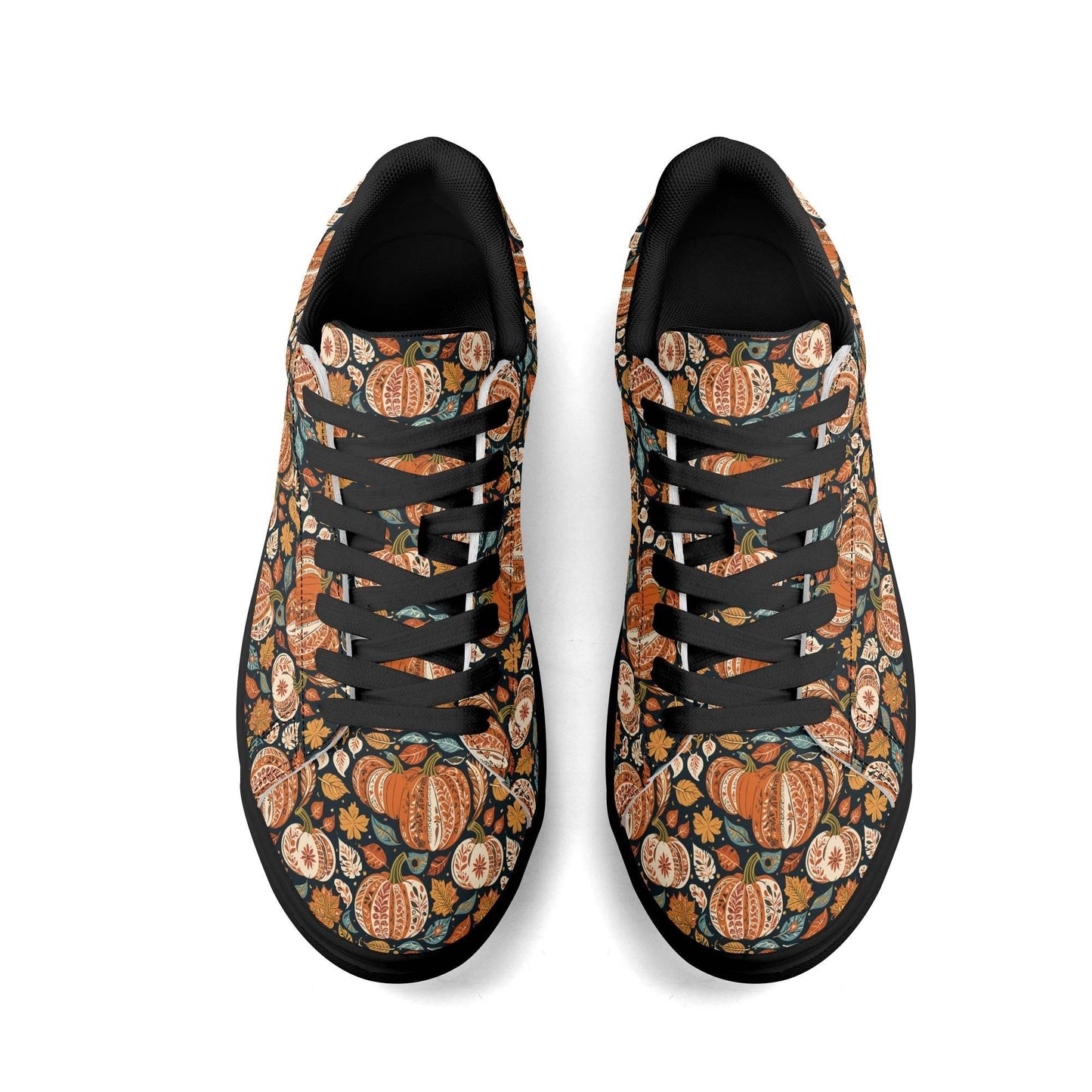 Blue leaf Pumpkin Adult Lightweight Brand Low Top Leather Shoes - DeRose Seasonal