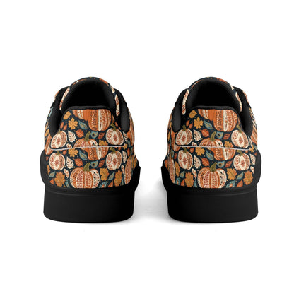 Blue leaf Pumpkin Adult Lightweight Brand Low Top Leather Shoes - DeRose Seasonal