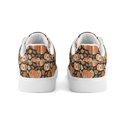 Blue leaf Pumpkin Adult Lightweight Brand Low Top Leather Shoes - DeRose Seasonal
