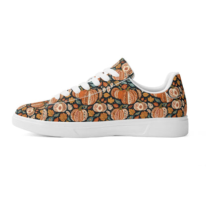 Blue leaf Pumpkin Adult Lightweight Brand Low Top Leather Shoes - DeRose Seasonal
