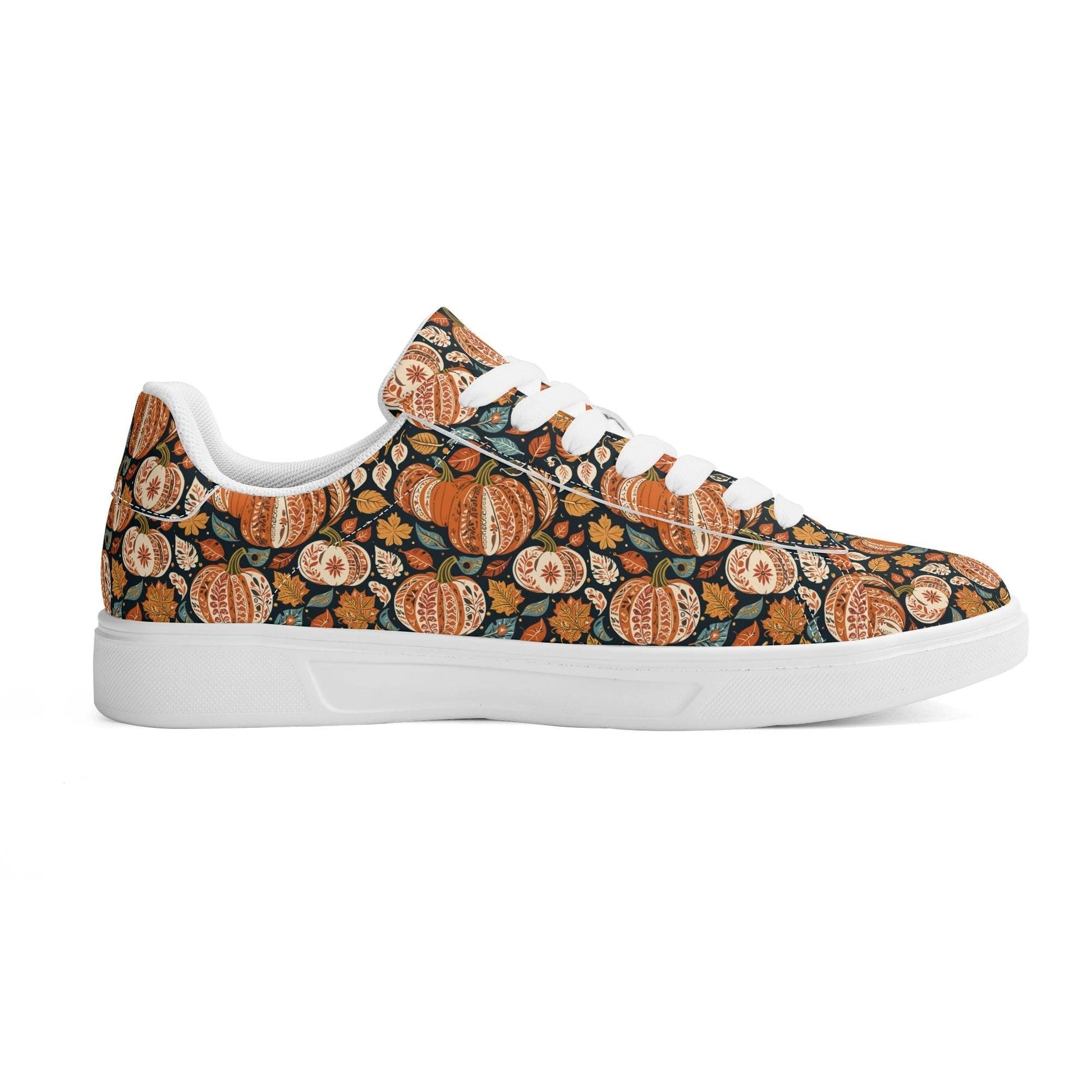 Blue leaf Pumpkin Adult Lightweight Brand Low Top Leather Shoes - DeRose Seasonal