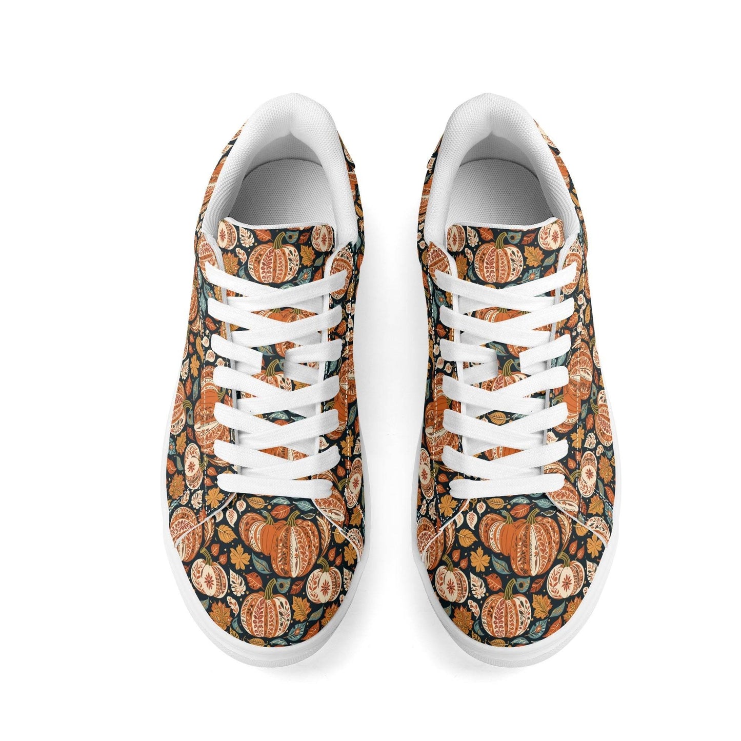 Blue leaf Pumpkin Adult Lightweight Brand Low Top Leather Shoes - DeRose Seasonal