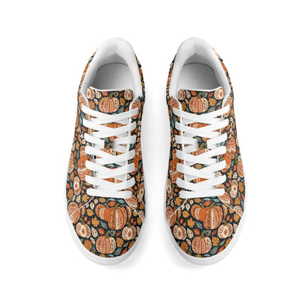 Blue leaf Pumpkin Adult Lightweight Brand Low Top Leather Shoes - DeRose Seasonal