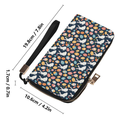 Bunny Eggs Leather Women's Zipper Wristlet Wallet - DeRose Seasonal