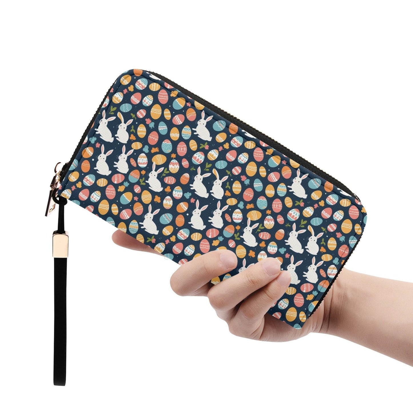 Bunny Eggs Leather Women's Zipper Wristlet Wallet - DeRose Seasonal