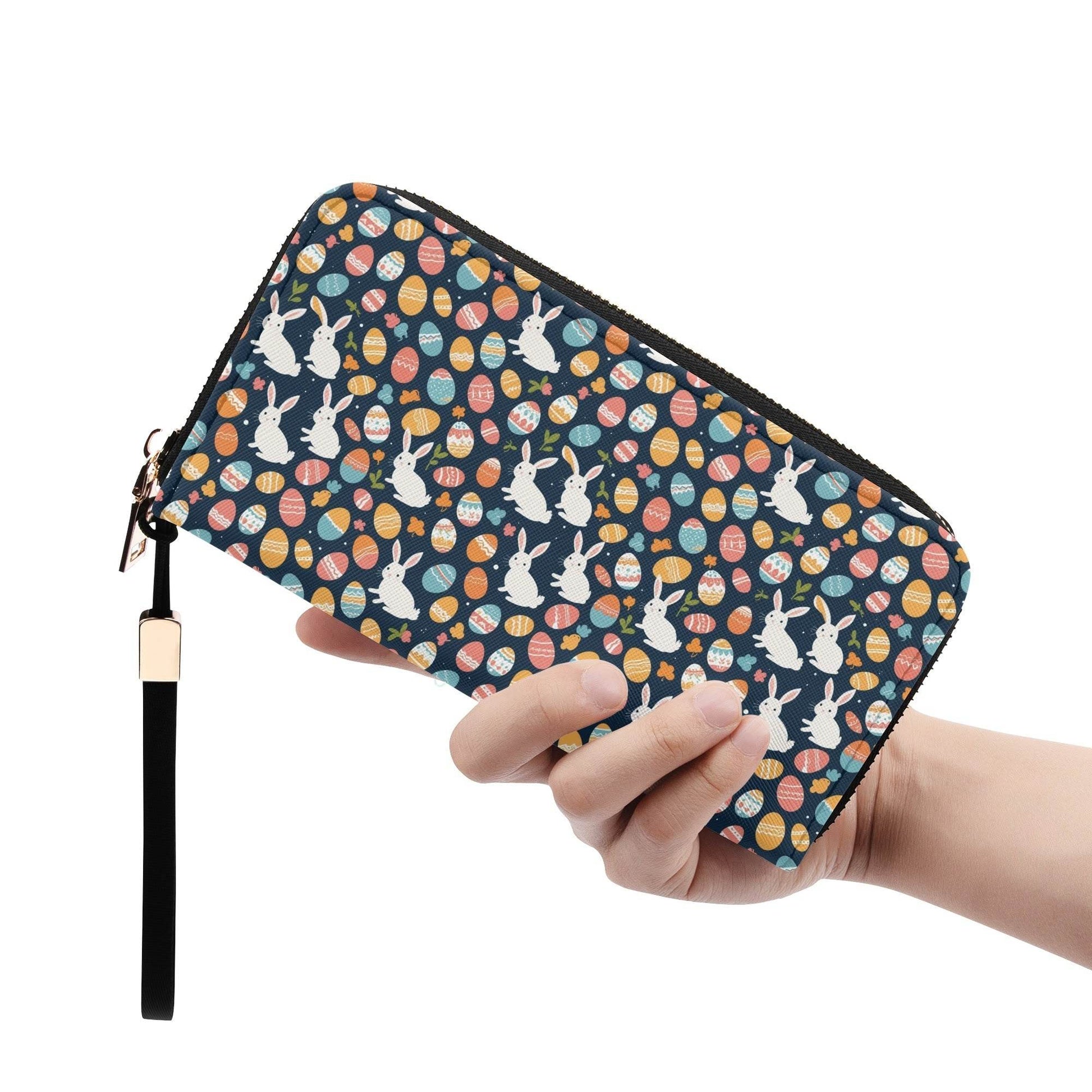 Bunny Eggs Leather Women's Zipper Wristlet Wallet - DeRose Seasonal