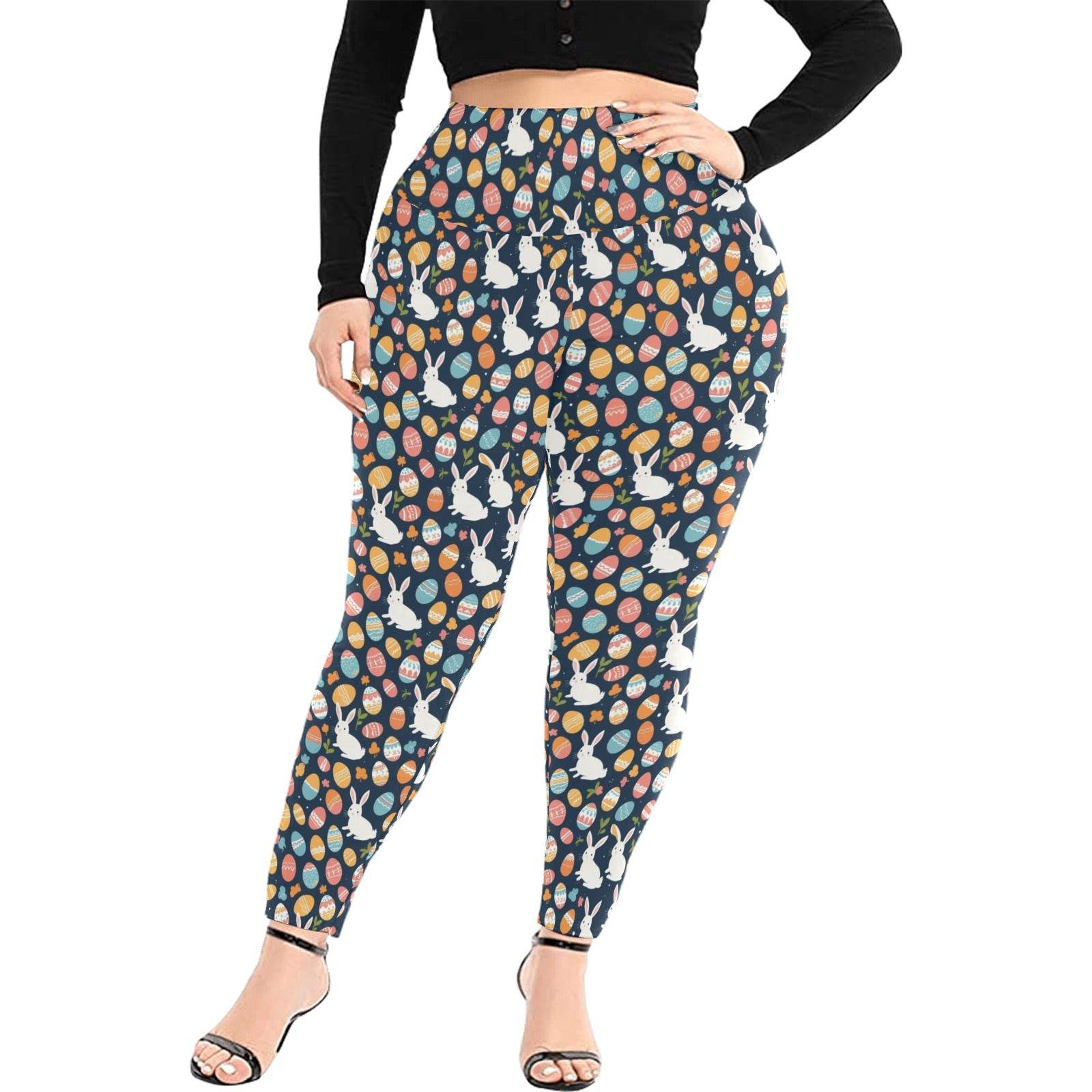 Bunny Eggs Women's Plus Size High Waited Leggings Women's High Waist Leggings(Plus Size)(ModelL45) - DeRose Seasonal