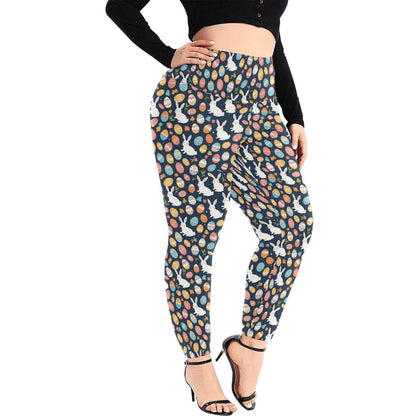 Bunny Eggs Women's Plus Size High Waited Leggings Women's High Waist Leggings(Plus Size)(ModelL45) - DeRose Seasonal
