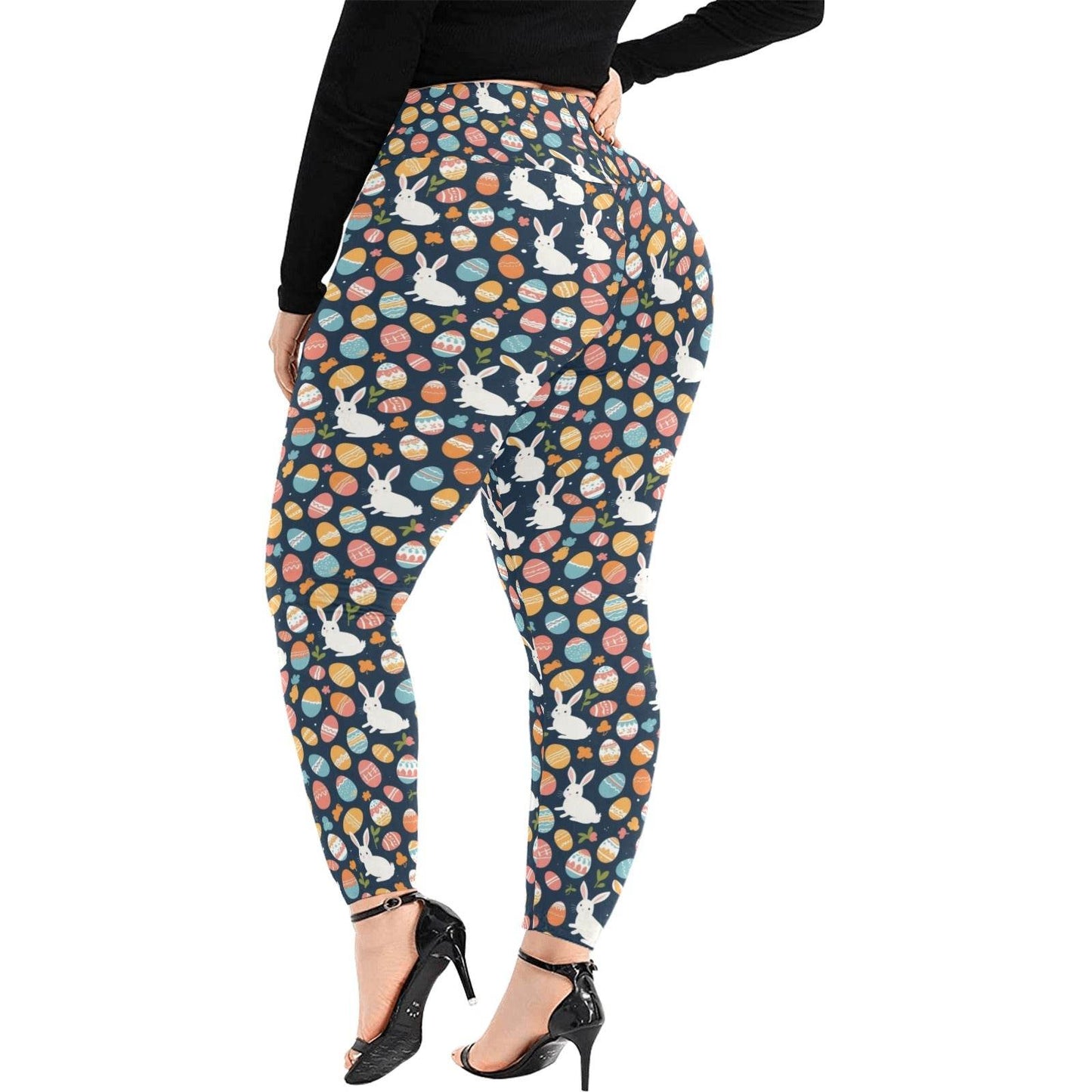 Bunny Eggs Women's Plus Size High Waited Leggings Women's High Waist Leggings(Plus Size)(ModelL45) - DeRose Seasonal